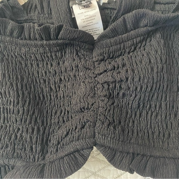 NWT Lulus Black Smocked Ruffle Crop Top - Picture 3 of 7